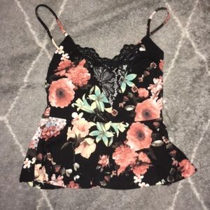 Charolette Russe peplum shirt with flower print